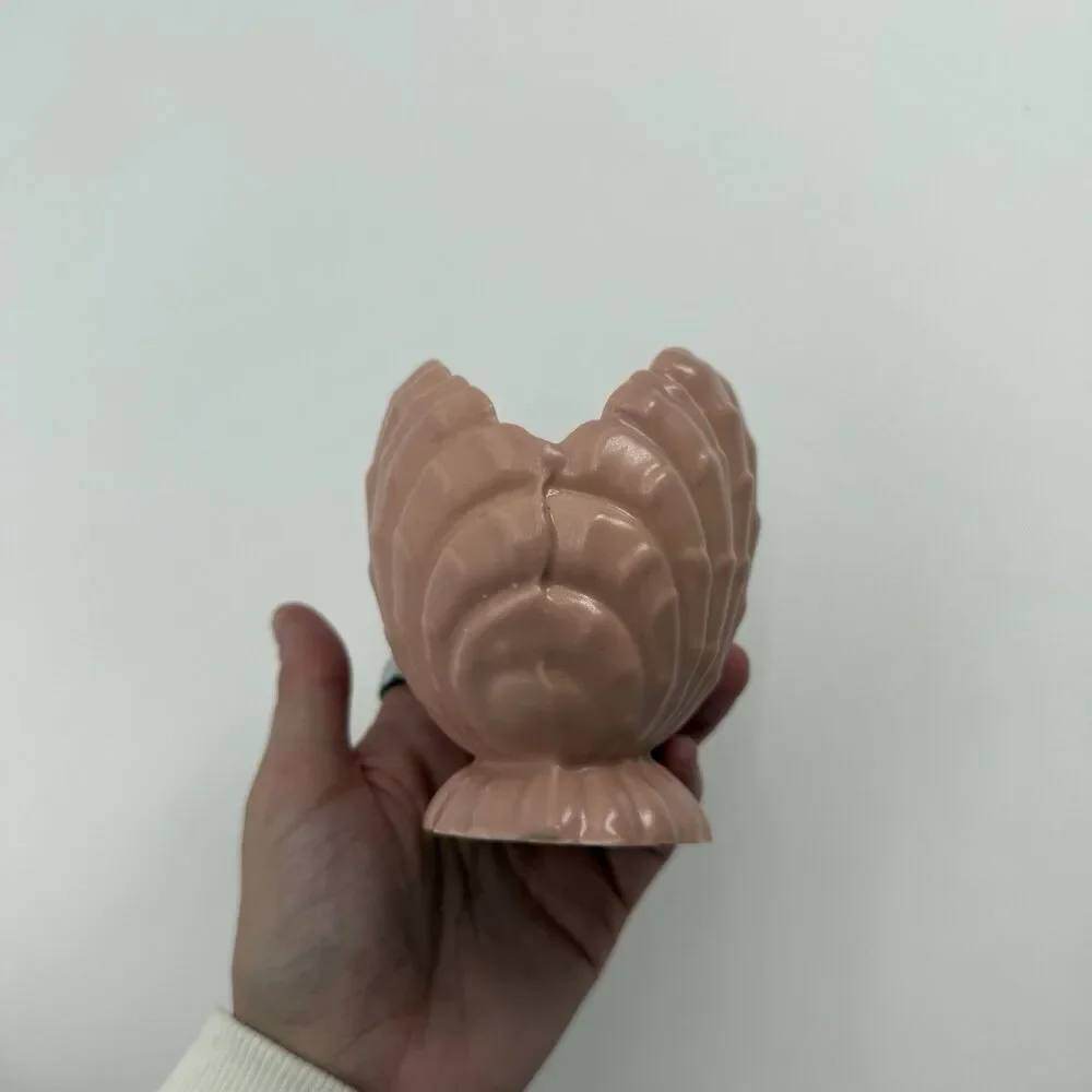 Abingdon Pottery Seashell Clamshell Pink Candle Holder USA Decor